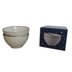 Groothandel Set van 2 Keramische Schalen met Goudkleurige Rand – 630 ml-Keramisch servies-zerostock-opkoper